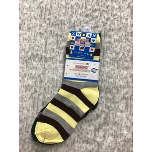 Swan Computer Socks Style 357 Striped Multi Color Crew Socks Size L 3 Pair Pack